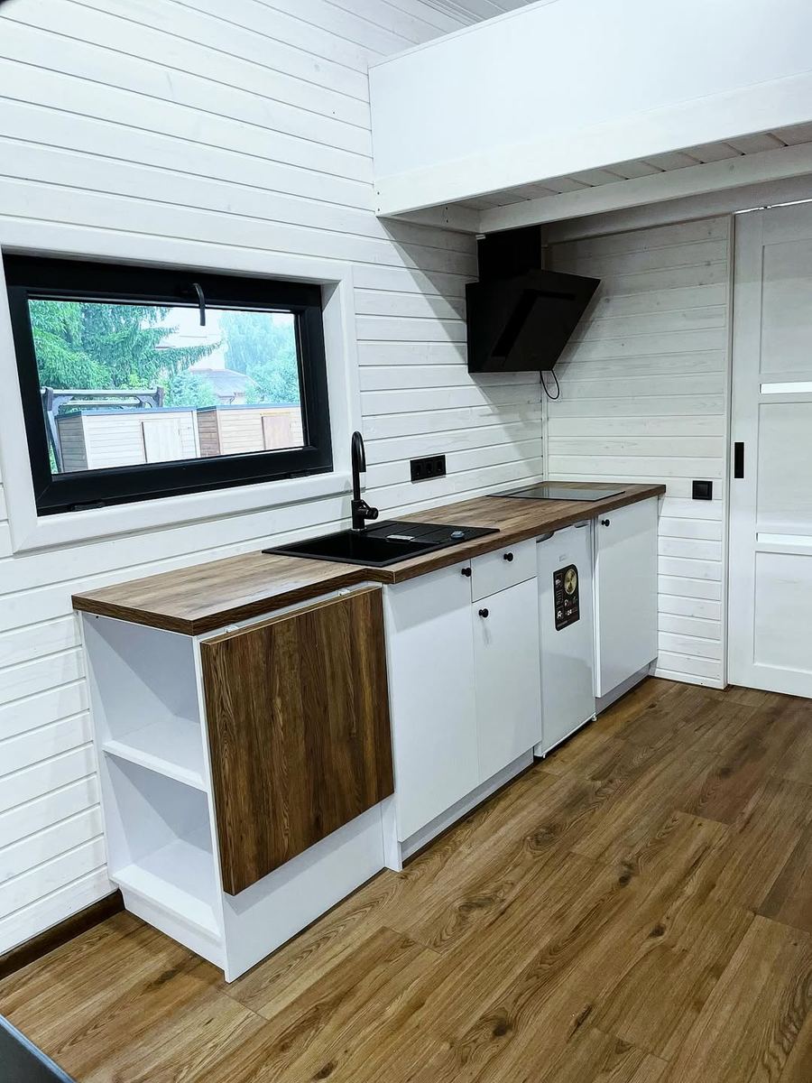 Modular home kitchen — induction hob, worktop and sink